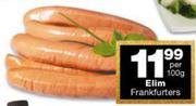 Elim Frankfurters-Per 100g