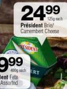 President Brie/ Camembert Cheese-125g Each