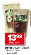 Buffet Olives (Queen, Green, Black, Calamata)-200g Each