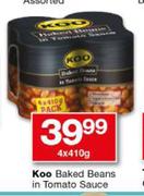 Koo Baked Beans In Tomato Sauce-4x410g