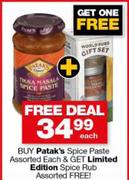 Patak's Spice Pasta & Get Limited Edition Spice Rub-Each