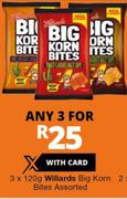 Willards Big Korn Bites Assorted-3x120g