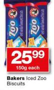 Bakers Iced Zoo Biscuits-150g Each