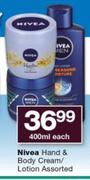 Nivea Hand & Body Cream/ Lotion Assorted-400ml Each