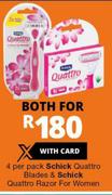 Schick Quattro Blades 4 Per Pack & Schick Quattro Razor For Women-For Both