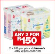 Johnson's Baby Wipes Assorted-Any 2 x 288 Per Pack