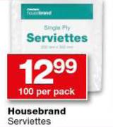 Housebrand Serviettes-100 Per Pack