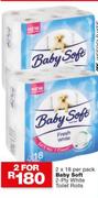 Baby Soft 2-Ply White Toilet Rolls-2x18 Per Pack