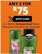 Schwarzkopf Gliss Shampoo/Conditioner Assorted-2 x 400ml