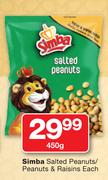 Simba Salted Peanuts/ Peanuts & Raisins-450g Each