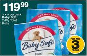 Baby Soft 2-Ply Toilet Rolls-3x9 Per Pack