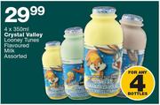 Crystal Valley Looney Tunes Flavoured Milk-4x350ml