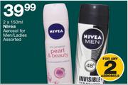 Nivea Aerosol For Men/Ladies-2x150ml