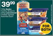 Sasko Yummy Bread-700g & Lancewood Cheese Spread-200g Each