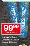 Nature's Own Cookies & Crazy Cream Liqueur-750ml Each