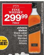 Johnnie Walker Black Label 12 Year Old Blended Scotch Whisky-750ml