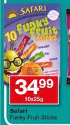 Safari Funky Fruit Sticks-10 x 25g