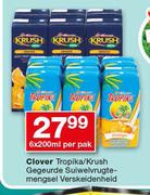 Clover Tropika/Krush gegeurde Suiwelvrugte-mengsel verskeidenheid-6 x 200ml Per Pack