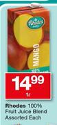 Rhodes 100% Fruit Juice Blend Assorted-1Ltr Each