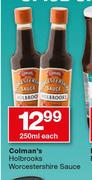 Colman's Holbrooks Worcestershire Sauce-250ml Each