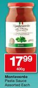 Monteverde Pasta Sauce Assorted-400g Each