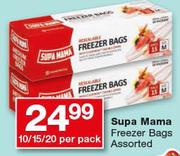 Supa Mama Freezer Bags Assorted-10/15/20 Per Pack 
