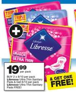 Libresse Ultra Thin Sanitary Pads-2 x 8/10 Per Pack 