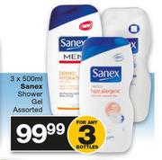 Sanex Shower Gel Assorted-3 x 500ml