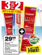 Colgate Optic White/Repair & Protect Toothpaste-2 x 75ml  Each