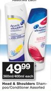 Head & Shoulder Shampoo/Conditioner-360ml/400ml Each