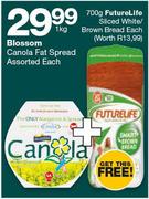 Blossom Canola Fat Spread-1kg Each/FutureLife Sliced White/Brown Bread700g Each