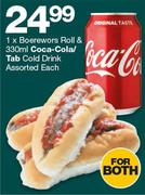 1 x Boerewors Roll & Coca-Cola/Tab Cold Drink-Each