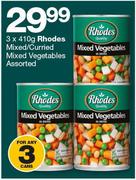 Rhodes Mixed/Curried Mixed Vegetables-3x410g