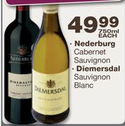 Nederburg Cabernet Sauvignon/Diemersdal Sauvignon Blanc-750ml Each