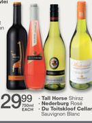 Tall Horse Shiraz/Nederburg Rose/Du Toitskloof Cellar Sauvignon Blanc-750ml Each