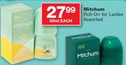 Mitchum Roll-On For Ladies Assorted-50ml Each