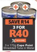 Cape Point Shredded Tuna In Water-For 3 x 170g