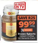 Douwe Egberts Instant Coffee (All variants)-200g Each