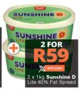 Sunshine D-Lite 40% Fat Spread-For 2 x 1Kg