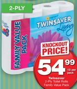 Twinsaver 2 Ply Toilet Rolls Family Value Pack-12 Per Pack