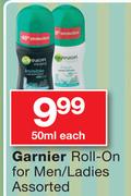 Garnier Roll-On for Men/Ladoes Assorted-50ml Each