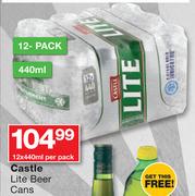 Castle Lite Beer Cans-12x440ml