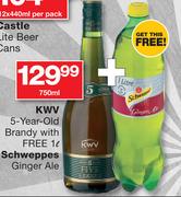 KWY 5 Year Old Brandy 750ml With Free 1Ltr Schweppes Ginger Ale