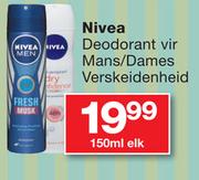 Nivea Deodorant vir Mans/Dames Verskeidenheid-150ml Each