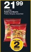 Fatti's & Moni's Pasta Shapes Assorted-2x500g
