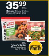 Rainbow Simply Chicken Breaded Chicken Bites 500g + Nature's Garden Mixed Vegetables 250g