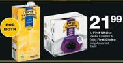 First Choice Vanilla Custard 1L & 500g First Choice Jelly Assorted-Each