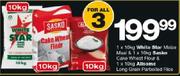 White Star Maize Meal 1x10Kg & 1x10Kg Sasko Cake Wheat Flour & 1x10Kg AllsomeLongGran Parboiled Rice