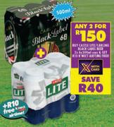 Castle Lite/Carling Black Label Beer-2 x 6 x 500ml
