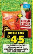 Simba Potato Chips 320g Plus 1Ltr Liqui Fruit 100% Fruit Juice Blend (All variants)-For Both
